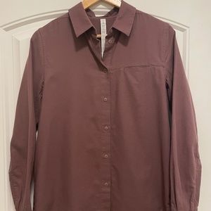 Lululemon Full Day Ahead Flannel Antique Bark Plum Button Shirt Women's 6